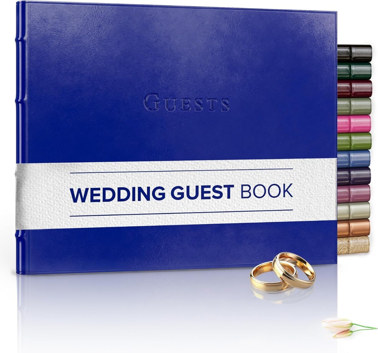 Gallery Leather Guest Book Wedding, Party, Special Events, add Polaroid Photos, 192 Lined Pages, Bonded Leather, Hardcover 7" x 9"
